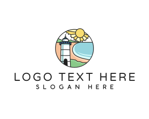 Seashore - Lighthouse Beach Seashore logo design