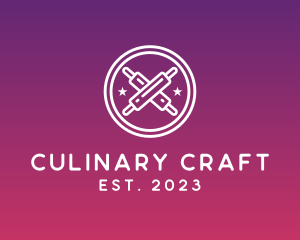Cooking Class - Rolling Pin Pastry Badge logo design