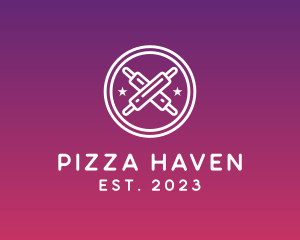 Pizzeria - Rolling Pin Pastry Badge logo design