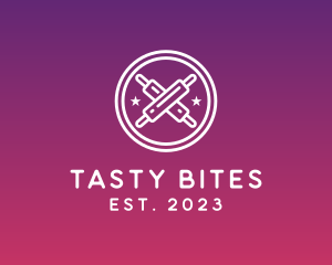 Eat - Rolling Pin Pastry Badge logo design