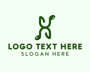 Musical Note - Green Musical Letter X logo design