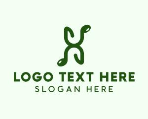 Green Musical Letter X Logo