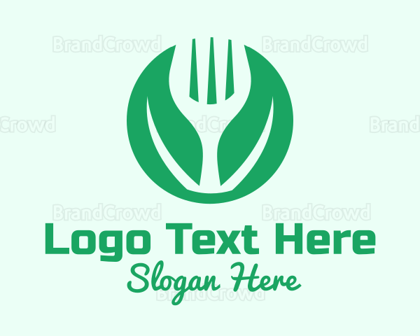 Green Vegan Salad Fork Logo