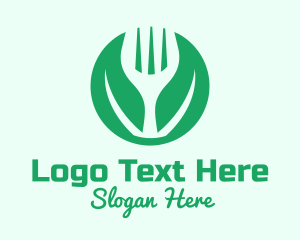 Diner - Green Vegan Salad Fork logo design
