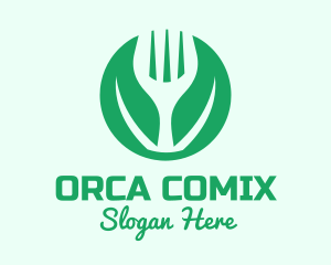 Green Vegan Salad Fork  Logo