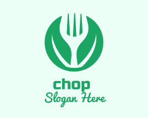 Green Vegan Salad Fork  Logo