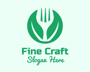 Green Vegan Salad Fork  logo design