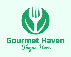 Green Vegan Salad Fork  logo design