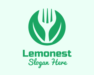 Dine - Green Vegan Salad Fork logo design