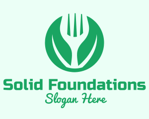 Cuisine - Green Vegan Salad Fork logo design