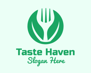 Dine - Green Vegan Salad Fork logo design