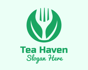 Green Vegan Salad Fork  logo design