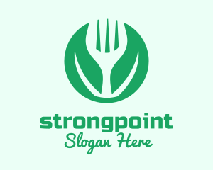 Cooking - Green Vegan Salad Fork logo design