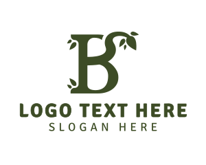 Initial - Green Leafy B logo design