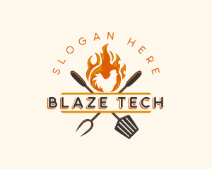 Blazing Chicken Barbecue logo design