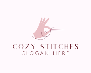 Hand Sewing Needle logo design