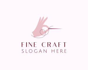 Hand Sewing Needle logo design