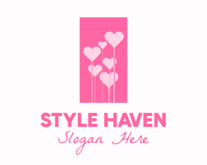 Heart - Pink Heart Flowers logo design