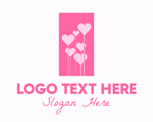 Flower Market - Pink Heart Flowers logo design