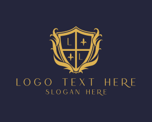 Fleur De Lis - Ornate Royal Shield Crest logo design