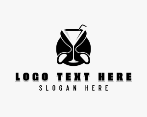 Hairstyling - Cocktail Scissor Barber logo design