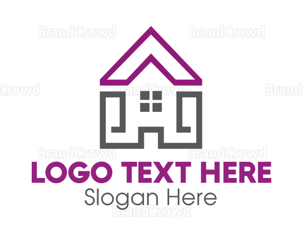 Purple Roof Outline Logo