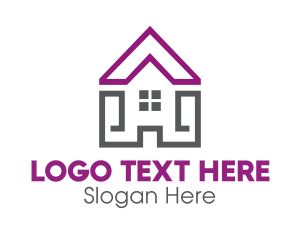 Purple Roof Outline logo design