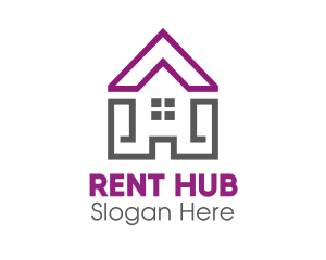 Rent - Purple Roof Outline logo design