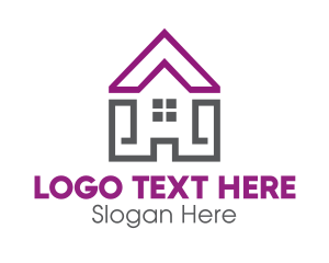 Land - Purple Roof Outline logo design