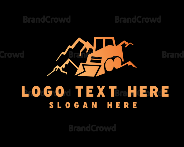 Mountain Mining Bulldozer Logo