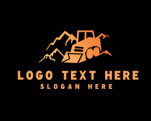 Mining - Mountain Mining Bulldozer logo design
