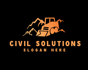 Mountain Mining Bulldozer logo design