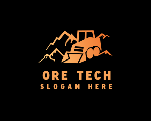 Mining - Mountain Mining Bulldozer logo design