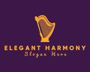 Classical - Mythology Harp Instrument logo design