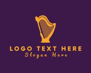 Instrument - Mythology Harp Instrument logo design