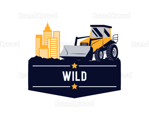 City Bulldozer Machine Logo