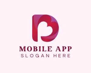 Dating App - Heart Love Letter D logo design