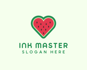 Heart Watermelon Fruit Logo