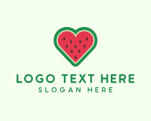 Heart Watermelon Fruit Logo