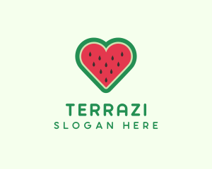 Heart Watermelon Fruit Logo