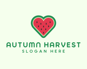 Heart Watermelon Fruit logo design