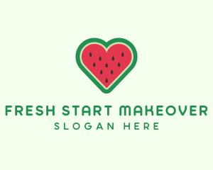 Heart Watermelon Fruit logo design