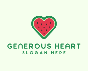 Heart Watermelon Fruit logo design