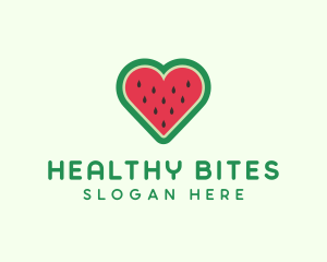 Heart Watermelon Fruit logo design