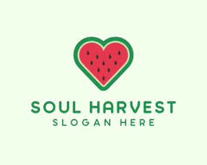 Heart Watermelon Fruit logo design