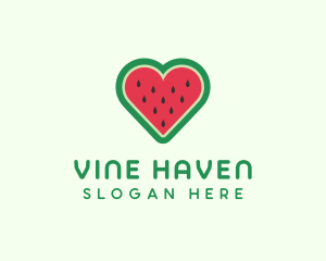 Heart Watermelon Fruit logo design