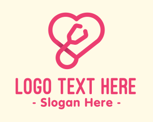 Lover - Pink Heart Stethoscope logo design