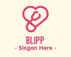 Clinic - Pink Heart Stethoscope logo design