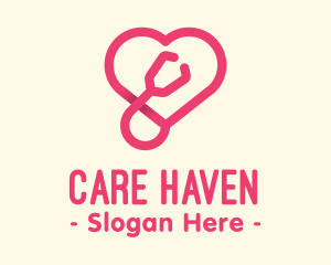 Nursing - Pink Heart Stethoscope logo design