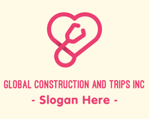 Pink Heart Stethoscope logo design